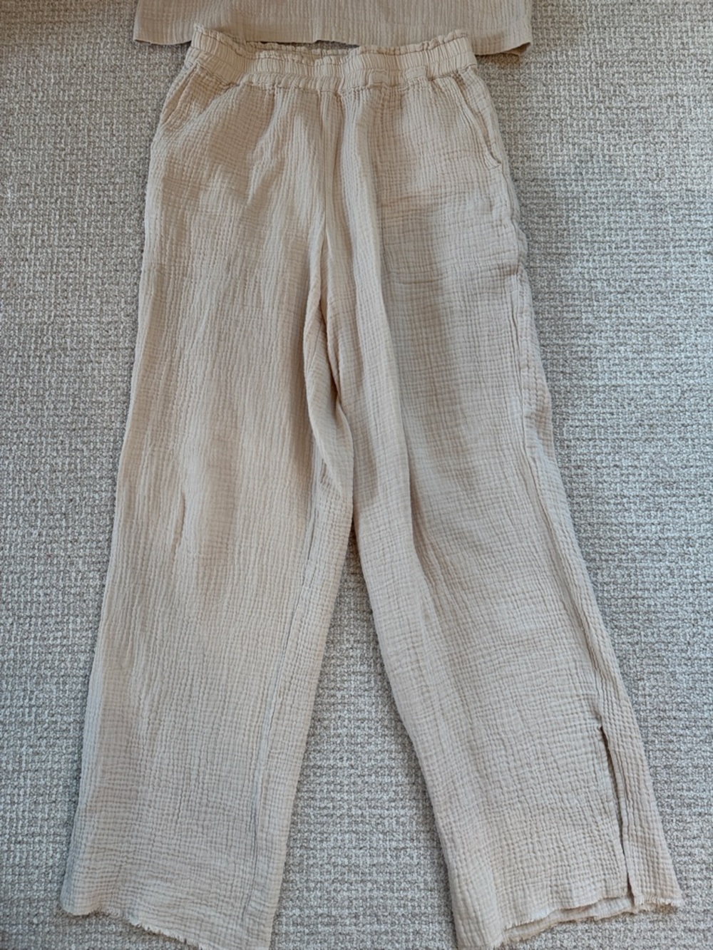 Rails Light Beige Gauze 2 Piece Matching Set - Top and Wide-Leg Pants Size M - Picture 5 of 11